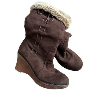 Lower East Side vintage Y2K furry fuzzy boots women 11 brown